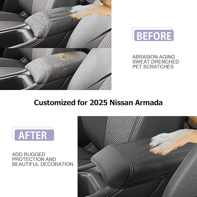 LUWU 2025 Kicks Center Console Cover Compatible with 2025 Nissan Kicks Accessories 2025 Kicks S/SV/SR Armrest Cover Armrest Console Cover (Thin Black)