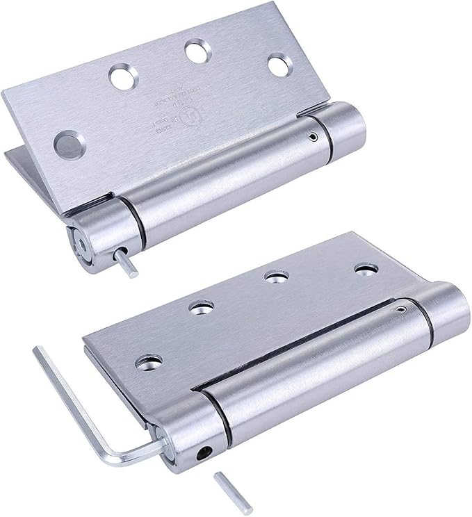 2 Pack - 4.5"x4.5" Stainless Steel Self Closing Reversible Door Hinge - Heavy Duty Commercial Spring Door Hinge - UL Listed with Complete Installation Hardware