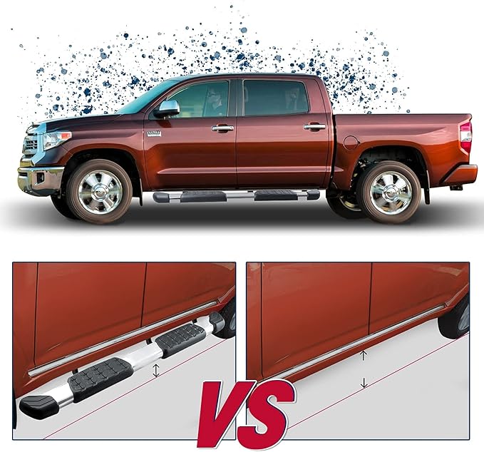 COMNOVA Side Steps Running Boards Nerf Bars Compatible for 07-21 Toyota Tundra Crew Max （4 Full Size Doors）, OE Style Oval 5 Inches Stainless Step Bars. Did not fit 2022-2025 Tundra.