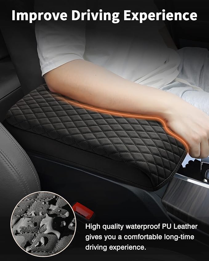 Shademax BMW X3 Center Console Cover, Armrest Cover Cushion Pad for BMW X3 Accessories 2024 2023-2018, PU Leather Armrest Seat Box Protector BMW X3 Middle Console Cover Anti-Scratch Black