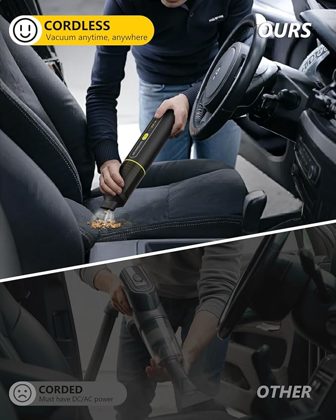 NEVERLAND Car Vacuum Portable Cordless - 20000Pa Powerful Suction Handheld Vacuum Cleaner Blowing & Inflating 4-in-1 Mini Vacuum Cleaner for Car, Office Desk, Keyboards