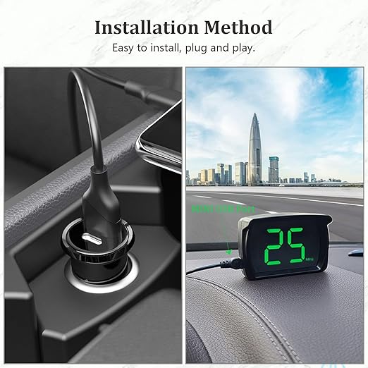 GPS Speedometer Digital Speedometer Cars Heads Up Display Y03 with Speed, Automatic Light Sensing, MPH Speedometer Plug and Play Applicable to All Cars