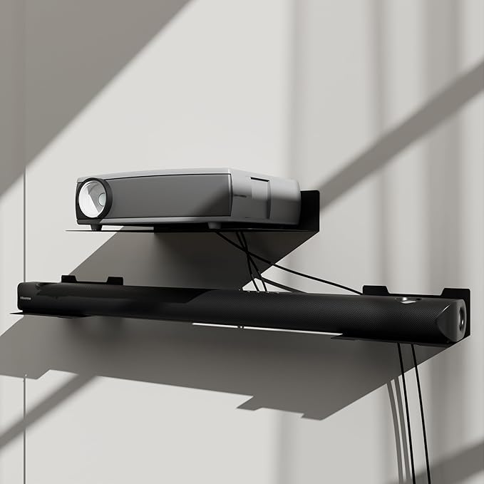 Floating Metal Wall Mount Shelf,Shelf for Projector,TV Cable Box,Router,Speaker,Sound Bar,Camera,Gaming,Decor Display (1, Medium)