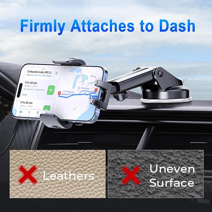 [2025 NEW] Car Phone Holder [Upgraded Strongest Suction & Clip] Cell Phone Mount for Dashboard Windshield Vent,Mobile Stand Base Truck Cradle for iPhone 16 Pro Max 15 14 13 12 Samsung S25 S24 Android