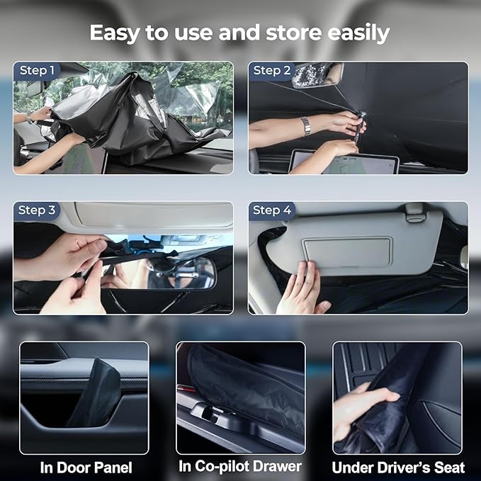 Windshield Sun Shade Umbrella: for Hyundai Santa-Cruz-2022-2025 - Front Custom Car Window Shades - Double Thickened Foldable Hyundai Santa Cruz Sunshades Block UV Keep Cool