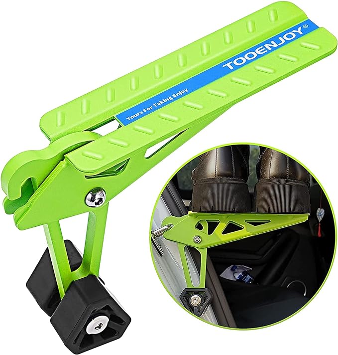 TOOENJOY Universal Fit Car Door Step, Foldable Roof Rack Door Step Up on Door Latch, Both Feet Stand Pedal Ladder, Easy Access to Rooftop for Most Car, SUV, Truck, Max Load 400 lbs(Green