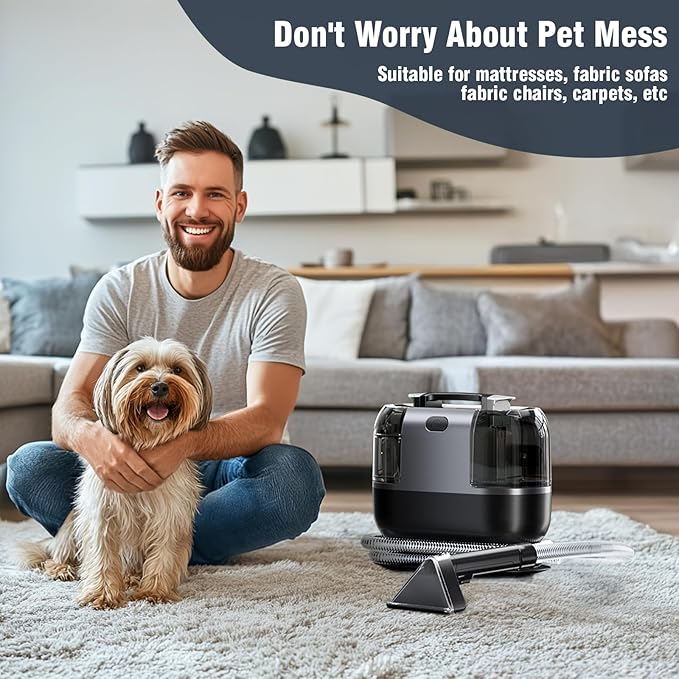 18Kpa Carpet Cleaner Machine, 500W Portable Carpet Spot and Upholstery Cleaner Machine with Handle for Pet Stains, Sofa, Car Seat, Furniture