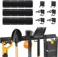 Garage Organization Garage Wall Organizer-Garage Tool Organizer Wall Mount 48in with Adjustable Metal Hooks,Max 440Lbs Yard Tool Organizer,Garden Tool Storage for Shovels Broom Folding Chair,Black