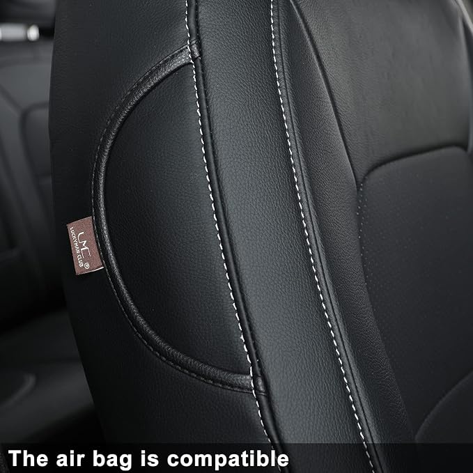 LUCKYMAN CLUB 2 Front Chevy Colorado Seat Covers, fit for 2023 2024 2025 Colorado Crew Cab Z71 LT ZR2 Work Truck with Faux Leather (Black 2 pcs)