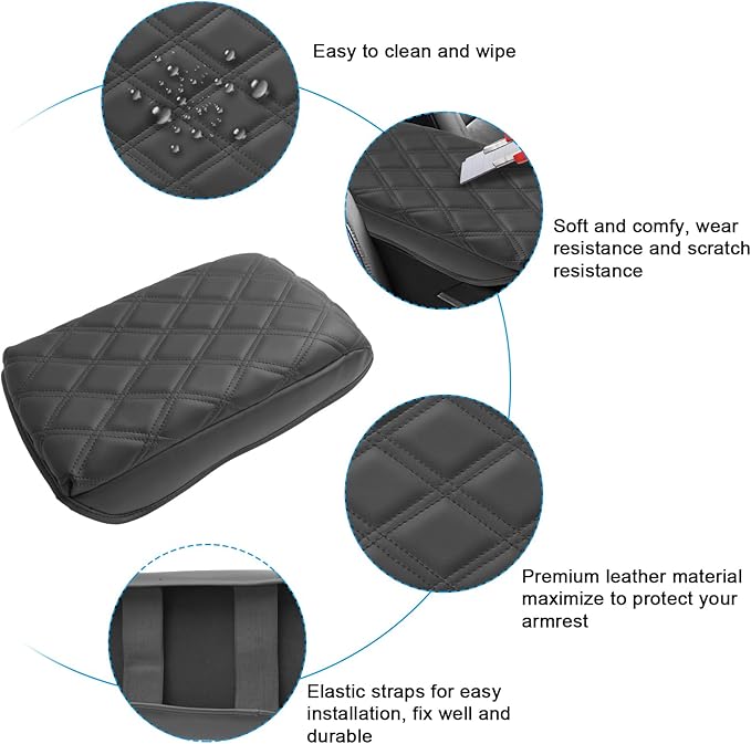 SXCY for 2025 Chevy Equinox Armrest Cover Pad for Equinox 2025 Center Console Armrest Cover 2025 Equinox Center Console Cover 2025 Equinox Middle Console Cover (Adding Pad 2-Line Rhombus Style)