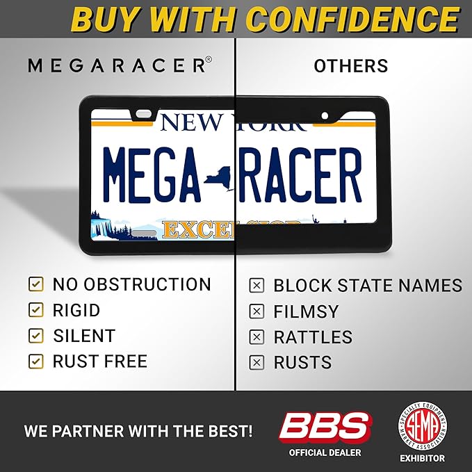 Premium Slim Matte Black License Plate Frame – 1 Pack, Rust-Free Stainless Steel & Rattle-Free, Street Legal, Universal with Screw Covers, Thin Edged Metal Front or Rear Car Tag Holder for Men & Women