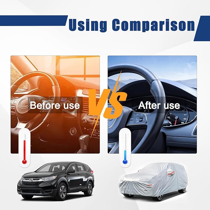 Kayme 6 Layers SUV Car Cover Custom Fit for Honda CRV CR-V (1995-2025), Waterproof All Weather for Automobiles,Rain Sun UV Protection.Silver