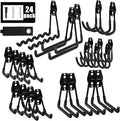 AOBEN Garage Hooks,24Pack Heavy Duty Garage Hanger Organizer Anti-Slip Double Wall Garage Storage Hooks for Ladder, Power Tool,Bike,Ropes (23 Hooks & 1 hoder Strap)-Black