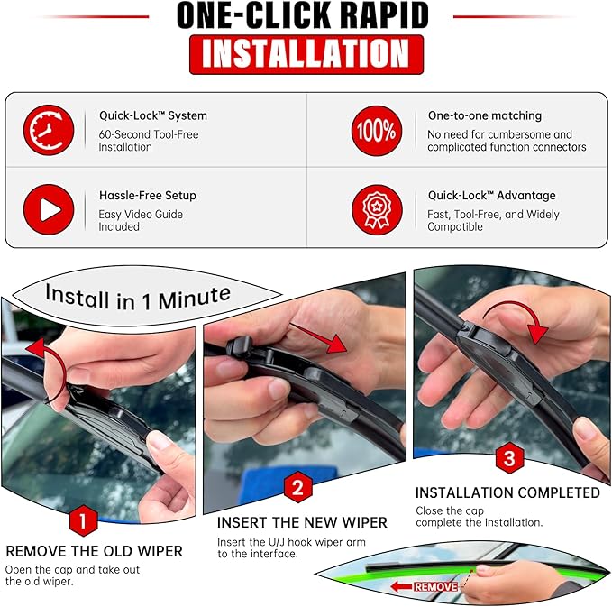 Windshield Wiper Blades Replacement for 2011-2022 Dodge Durango / 2011-2013 Jeep Grand Cherokee Original Factory Quality Front Rear Wipers Blade Set for My Car - 22" 21" 12" (Pack of 3)