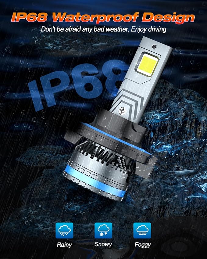 FAHREN 120W High Power H13 Fog Bulbs, 1000% Brighter 1:1 Design 9008 Light Bulbs,60,000 Lumens tire lights, 6500K Cool White, Plug & Play with CANBUS Ready, Pack of 2