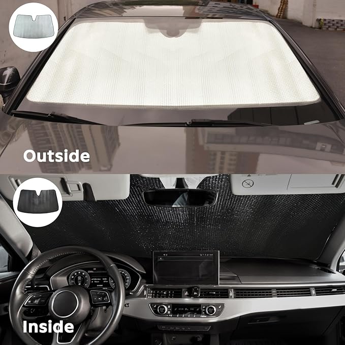 Windshield Sun Shade for Toyota Tundra 2022-2025 - 5-Layer Bubble Foldable Front Window Shade Sun Visor Accessories - Blocks Heat & UV Rays