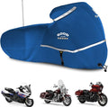 Rosefray Motorcycle Cover with Side Box Heavy Duty 600D Waterproof for Touring Models Harley Davidson Road King,Road Glide,Street Glide, Electra Glide,Low Rider-ST Indoor & Outdoor Storage Blue