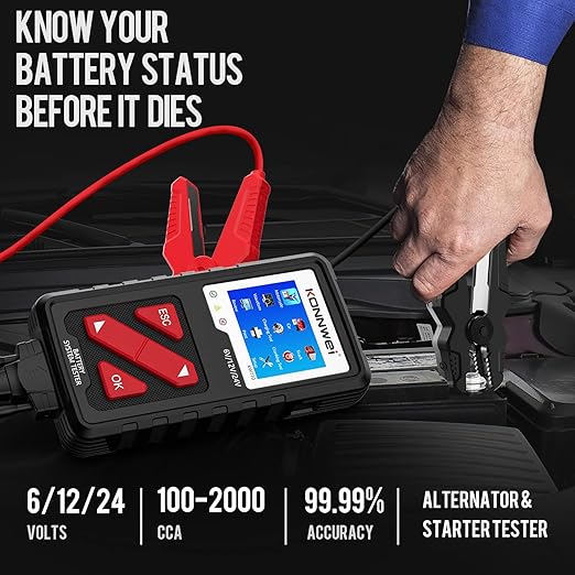 KONNWEI KW710 Car Battery Tester 6V 12V 24V, Battery Load Tester Automotive 100-2000CCA Digital Auto Battery Analyzer Alternator Starter Tester for Car Truck Motorcycle Marine ATV SUV