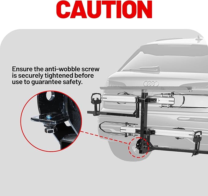 Hitch Mount Bike Rack with Ramp, 200 LB Capacity fits Cars, SUVs, RVs, Trailers, Trucks with 2 Inch Receiver