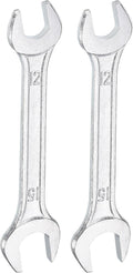 HARFINGTON 2pcs Double Open End Wrench 12mm x 15mm Metric 15 Degree Offset Angle Small Flat Head Wrench Galvanizing Open Ended Spanner for Automotive Repair Furniture Assembly