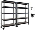 HOMEDANT House 5-Tier Metal Rolling Cart Shelf Rack Casters Heavy Duty Laminated Wheel Shelving Unit Adjustable Utility Storage Shelves Organizer Shelf Kitchen Garage 36.2" W x 16.5" D x 69.5" H 2Pack