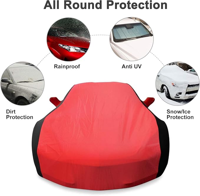 KAKIT Waterproof Car Cover Custom Fit for 2014-2019 C7 Stingray, UV Resistant Fade-Proof Cover for Chevy Corvette, Indoor & Outdoor Use (Red & Black Combo)