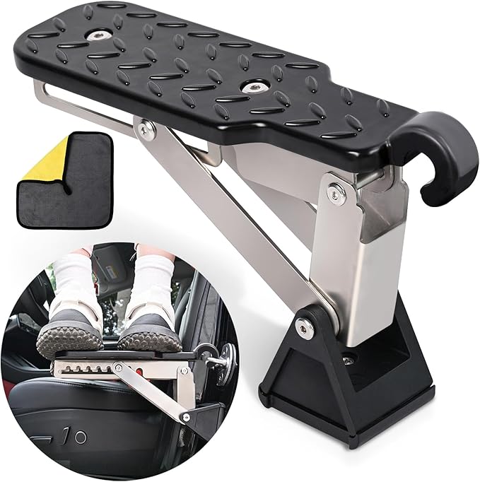 Car Door Step, Universal Fit Door Step for Car Roof Access, Adjustable Stand Pedal for Door Latch, Supports Both Feet, Roof Rack Accessories for Most Car, SUV, Vehicles