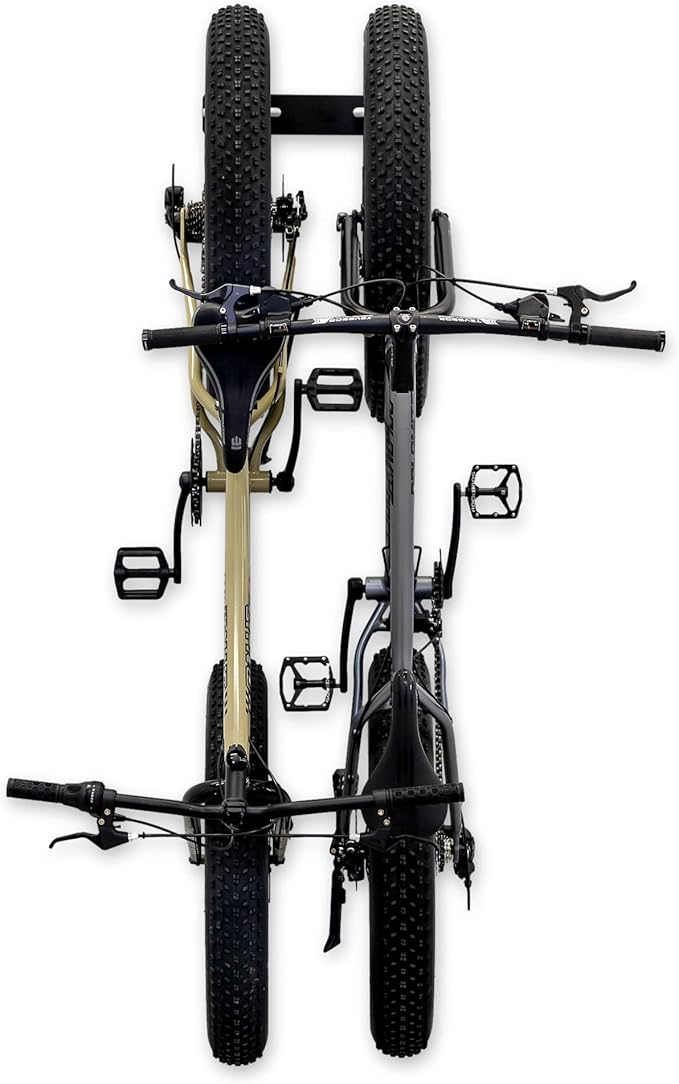 StoreYourBoard BLAT Bike Fat Tire Wall Rack, Holds 2 Bikes, Home and Garage Storage Hooks, Heavy-Duty Solid Metal Max 100 lbs