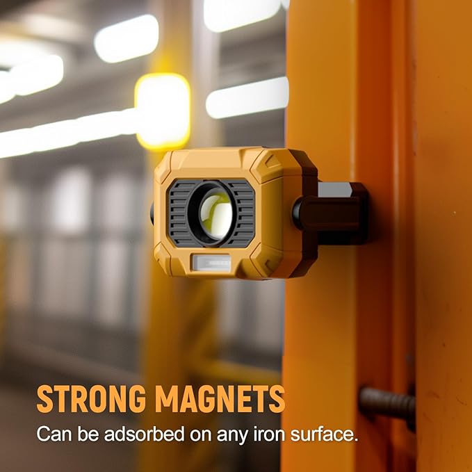 Adelante 2Pack Magnetic Work Light Rechargeable, 1500LM LED Work Light, 360° Rotating Stand 3 Color Temperature 12 Modes Waterproof Bright Flashlight for Mechanic, Shop, Working on Cars, Power Outages