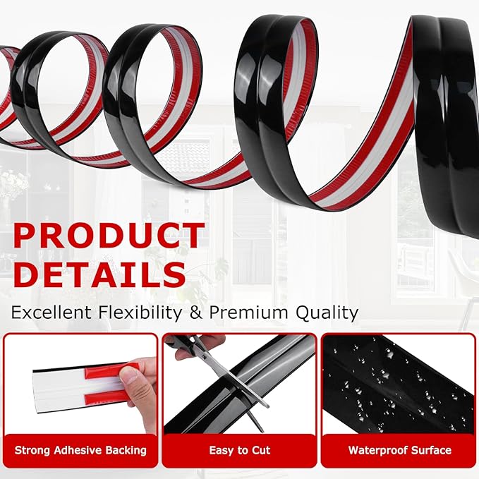 Flexible Wall Corner Protector Moulding Trim Peel and Stick Wall Corner Guards Edge Protector Self Adhesive Molding Trim Strip for Edge Ceiling (Black, 2.4 in x 10 Ft)