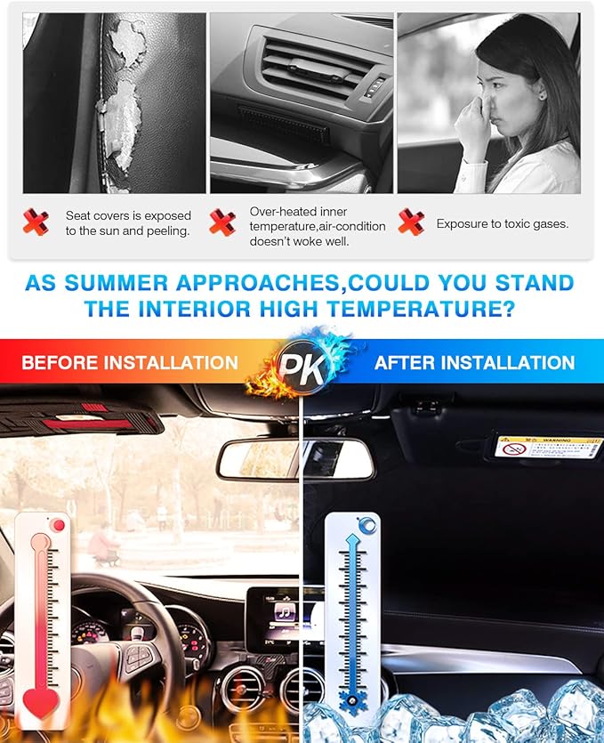 KUST Windshield Sun Shade for 2015-2020 Chevrolet Chevy Suburban/Tahoe, GMC Yukon XL, Yukon Denali XL Accessories Front Window Shade Sun Visor Cover Foldable Blocks UV Rays Keep Your Car Cooler