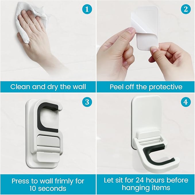 Broom Holder Wall Mount, 2 Pack Broom and Mop Organizer Wall Hanging Self Adhesive, No Drilling, Anti-Slip Broom and Mop Hanger Wall Mount Cleaning Ideal for Bathroom, Kitchen, Garden, Garage