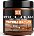 Leather Recoloring Balm Leather Color Restorer Scratch Repair Leather Paint for Furniture Couches Car Seats Shoes Bags Leather Dye and Restorer Restores Faded and Scratched Leather-Medium Brown