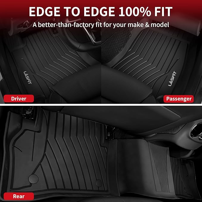 LASFIT Floor Mats for Mercedes Benz E Class 2017-2023 Fit Sedan & Wagon Only, E300 / E350 / E400 / E43 AMG / E450 / E53 AMG / E550 / E63 AMG S, All Weather TPE Floor Liners for E Class, 1st & 2nd Row