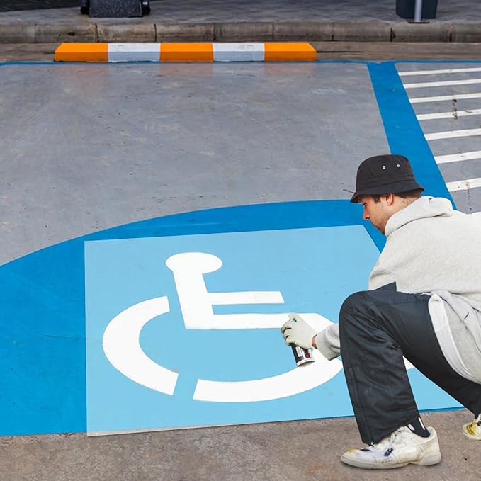 Large Handicap Parking Stencil, 36 Inch Reusable Silicone Disabled Symbol Stencil, Foldable Handicapped Template for Parking Lot Garage Pavement Marking, Easy to Use for Clear Markings