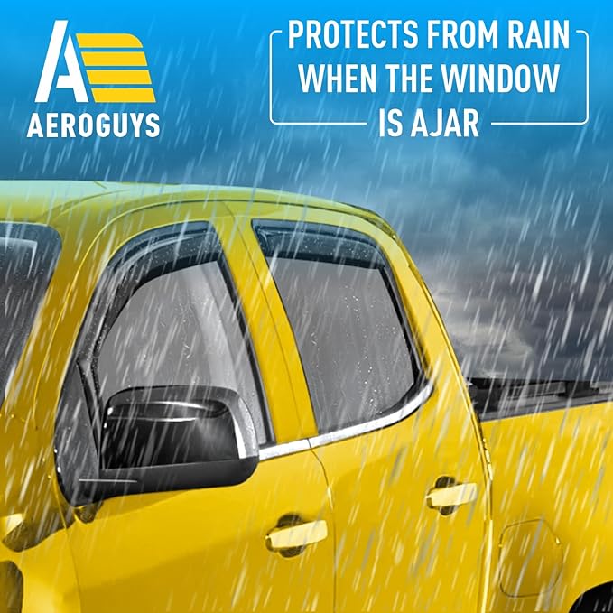 Extra Durable Window Deflectors in-Channel Window Visors Rain Guards Fit for Chevrolet (Chevy) Colorado 2015-2022 Crew Cab, Sun Visors, Wind Vent for Shades, Exterior Car Accessories - 4pcs. AG0275
