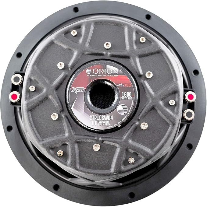 ORION XTR Series XTR10SWD4 Shallow Mount 10” Car Subwoofer, 1600W Max Power, 400W RMS, Dual 4 Ohm, UV Coated Cone, NBR Surround – Compact Slim Subwoofer for Clean Bass in Tight Car Audio Installs