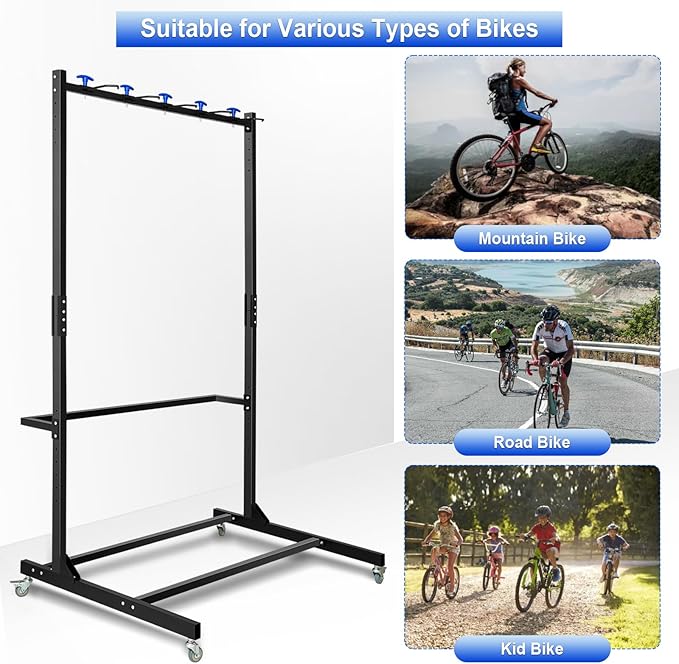 Freestanding Bike Storage Rack, Hold Up to 5 Bikes Sturdy Steel Bicycle Rack, Bike Storage Racks for Garage Organizer, Indoor and Outdoor Bike Storage Rack