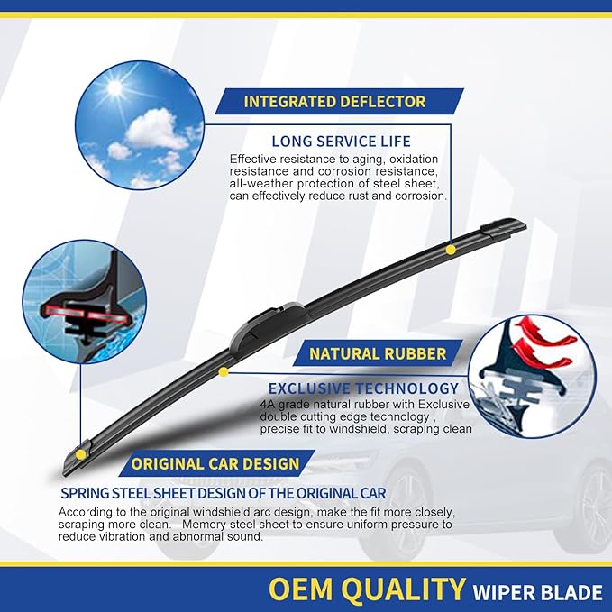 3 Wipers Factory Replacement For Subaru Crosstrek 2013-2017 XV Crosstrek 2013-2015 Impreza 2012-2016 Nissan Murano 11-2016 Windshield Wiper Blades Set 26"+16"+12"(Set of 3)