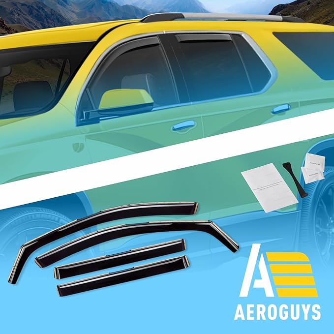 Extra Durable Window Deflectors in-Channel Window Visors Rain Guards Fit for Chevrolet (Chevy) Traverse 2018-2023, Sun Visors, Wind Vent for Shades, Exterior Car Accessories - 4pcs. AG0868
