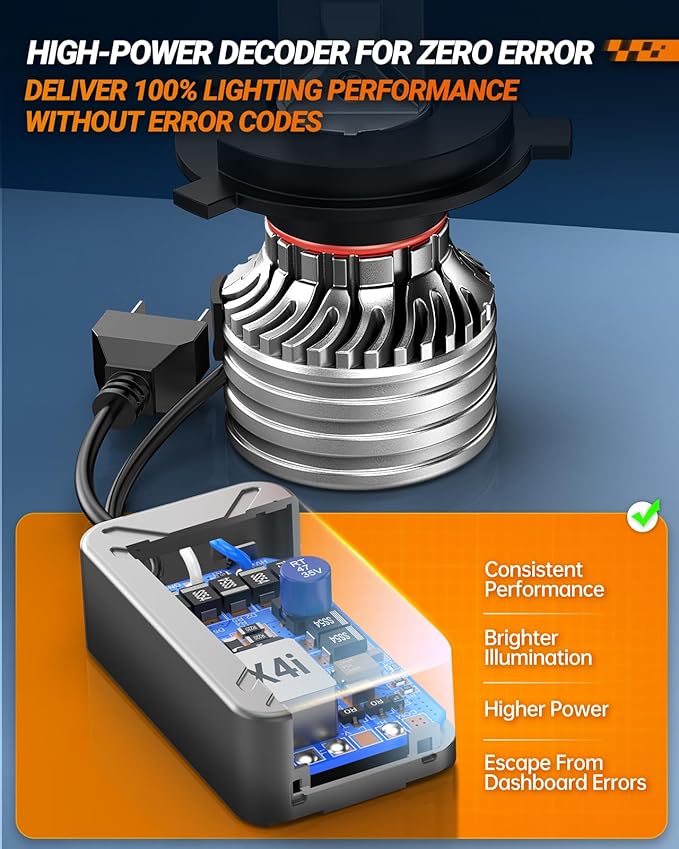 SEALIGHT X4I H4/9003/HB2 Bulbs, H4 Fog Bulb, with Adjustable Lock Ring, Cooling Fan, Easy Installation 55000 LM, Fog Lights, Pack of 2