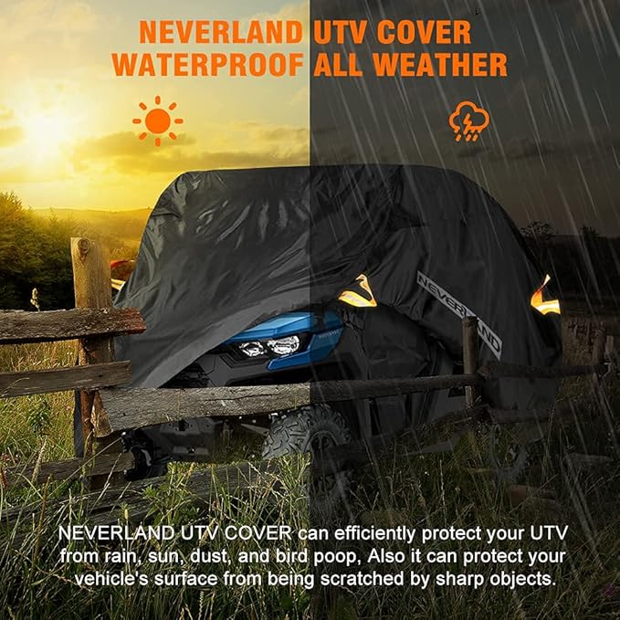 NEVERLAND UTV Cover, All-Weather Protection Side by Side Cover 2-3 Passenger, Universal for Polaris Ranger RZR Yamaha Honda Can Am Defender (126" x 70" x 75")