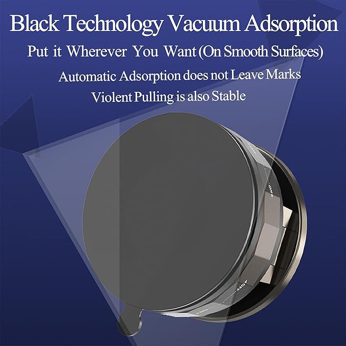 Upgraded Vacuum Magnetic Suction Phone Holder, Foldable 360° Mag Safe Car Mount, Fits i Phone 16/15/14 & Android | Portable for Car/Gym/Bathroom Mirror
