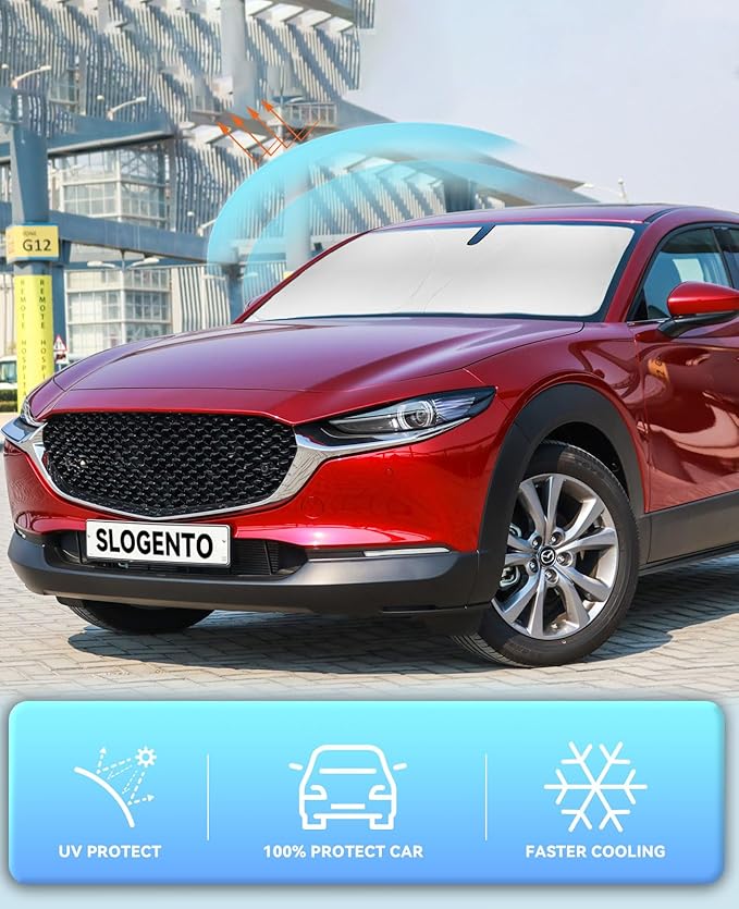 Sun Shade for CX-30 CX30 Windshield Sunshades for 2019 2020-2024 2025 2026 Mazda CX-30 CX30 SUV Windshield Cover Front Window Shields Protector Sun Visor Blocks UV Rays Car Interior Accessories