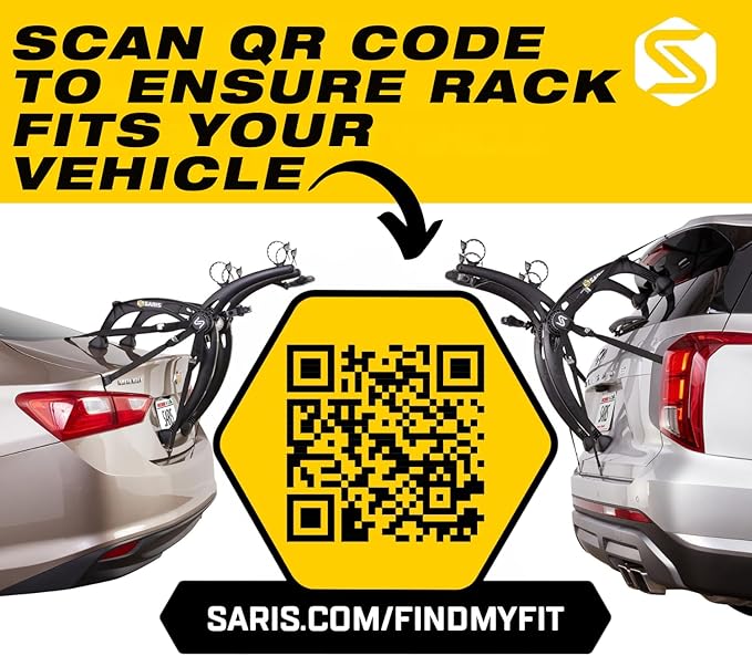 Saris Bones EX 2-Bike Trunk Rack Bicycle Carrier, Durable, Rust-Free, Anti-Sway Straps, Made in USA, Arc-Based Design, 100% Recyclable Materials
