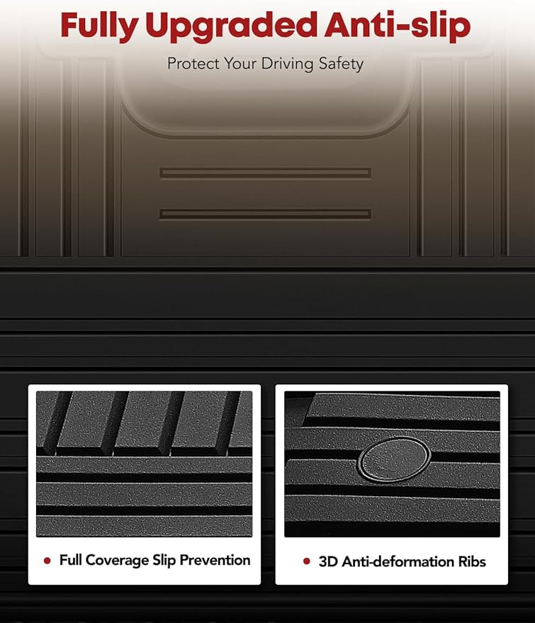 YHTAUTO Floor Mats Fit 2015-2024 Ford F-150 SuperCrew Cab Not Fit Rear Seat w/Under-Seat Fold Flat Storage, TPE All Weather Floor Liner Odorless Custom Fit Car Mats, 1st 2nd Row F-150 Accessories