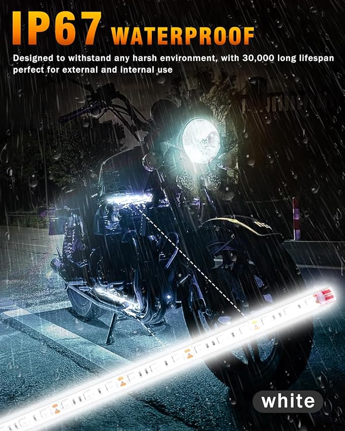 Qasim 12V Led Light Strip Waterproof 32CM White Golf Cart Underglow Led Lights for Car Motorcycles Boat Navigation Interior & Exterior-Pack of 6