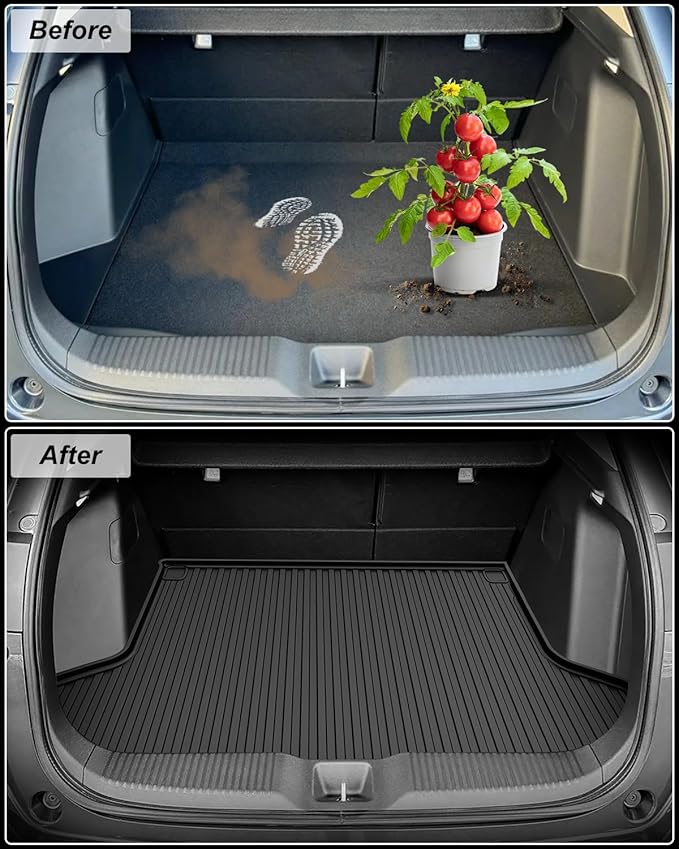 Original Floor Mats & Cargo Liner Fit for Honda HRV HR-V 2016-2022 (AWD Models ONLY) - All Weather Protection HR-V Car Mats Set - 1st & 2nd Row Full Set TPE Car Floor Liners with Trunk Mat Black
