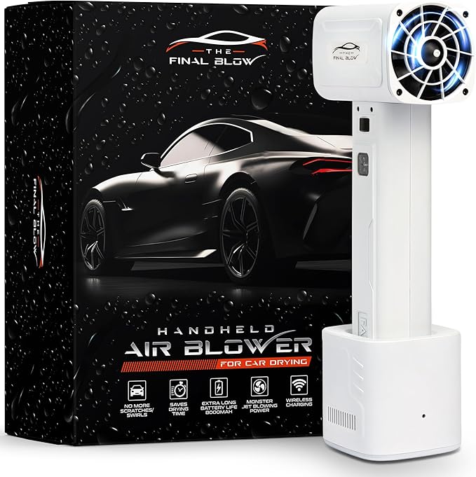 Car Dryer Air Blower | US Brand | Turbo Jet Blower for Drying | Jet Dry Your Car After Wash/No More Scratches | Longest Lasting Handheld Air Dryer (8000mAH Battery) | No Water Spots