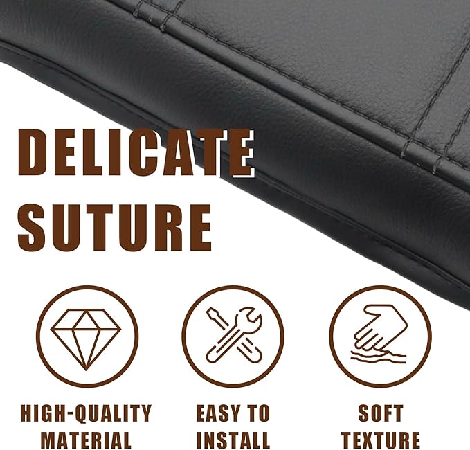 Muslogy for Acadia 2017-2023 Center Console Pad Armrest Cover Vegan Leather Cushion Pad Accessories Armrest Lid Protector Extra Soft Compatible with GMC Acadia 2023 2022-2017 (Black/Black Trim)